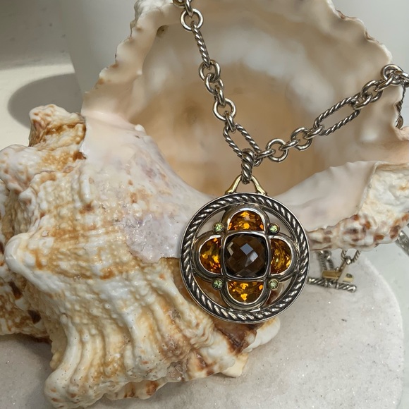 DAVID YURMAN 18k Sterling Half Moon Enhancer + DY 33” Sterling 18k Figaro Chain - Picture 14 of 16